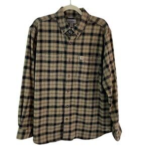 Carhartt Relaxed Fit Brown Plaid Long Sleeve Shirt Size Large
